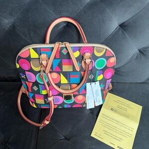 Dooney & Bourke Zip Zip Satchel in black Art Deco.